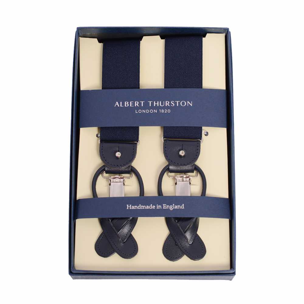 ALBERT THURSTON（アルバートサーストン） サスペンダー ネイビー無地